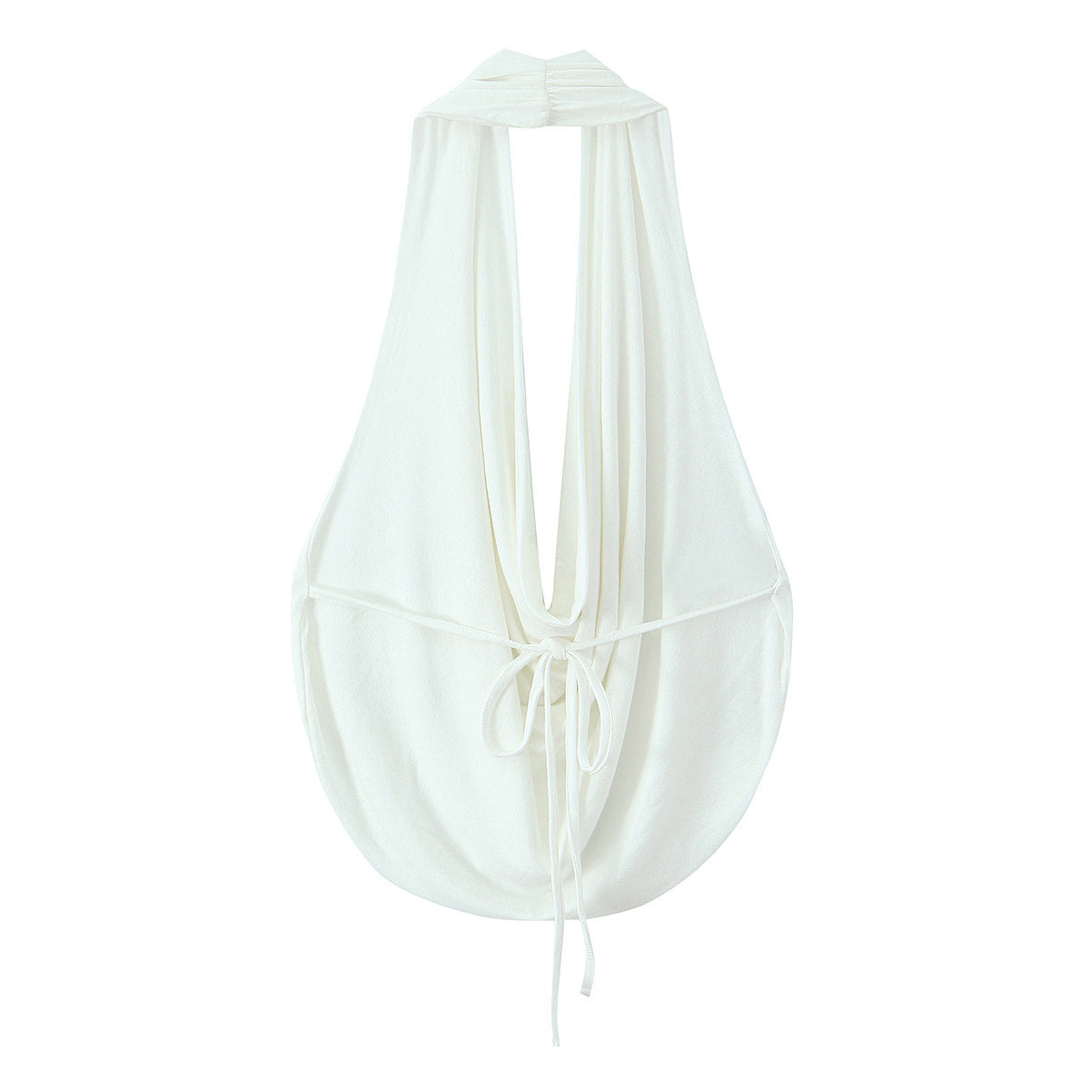 Women's pleated Hanging neck collar top