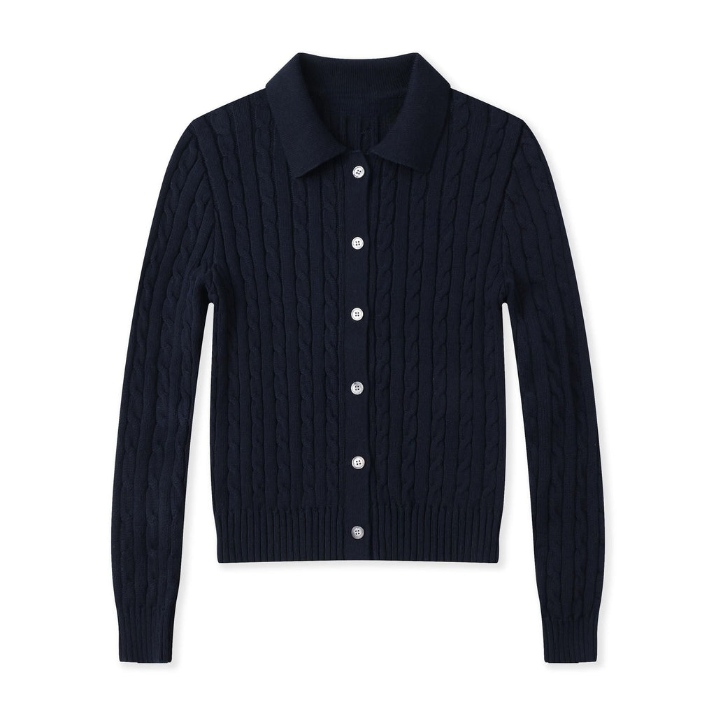 Women's New Sweater Cardigan Basic Classic Embroidered Polo Neck Slim Temperament Thin Coat
