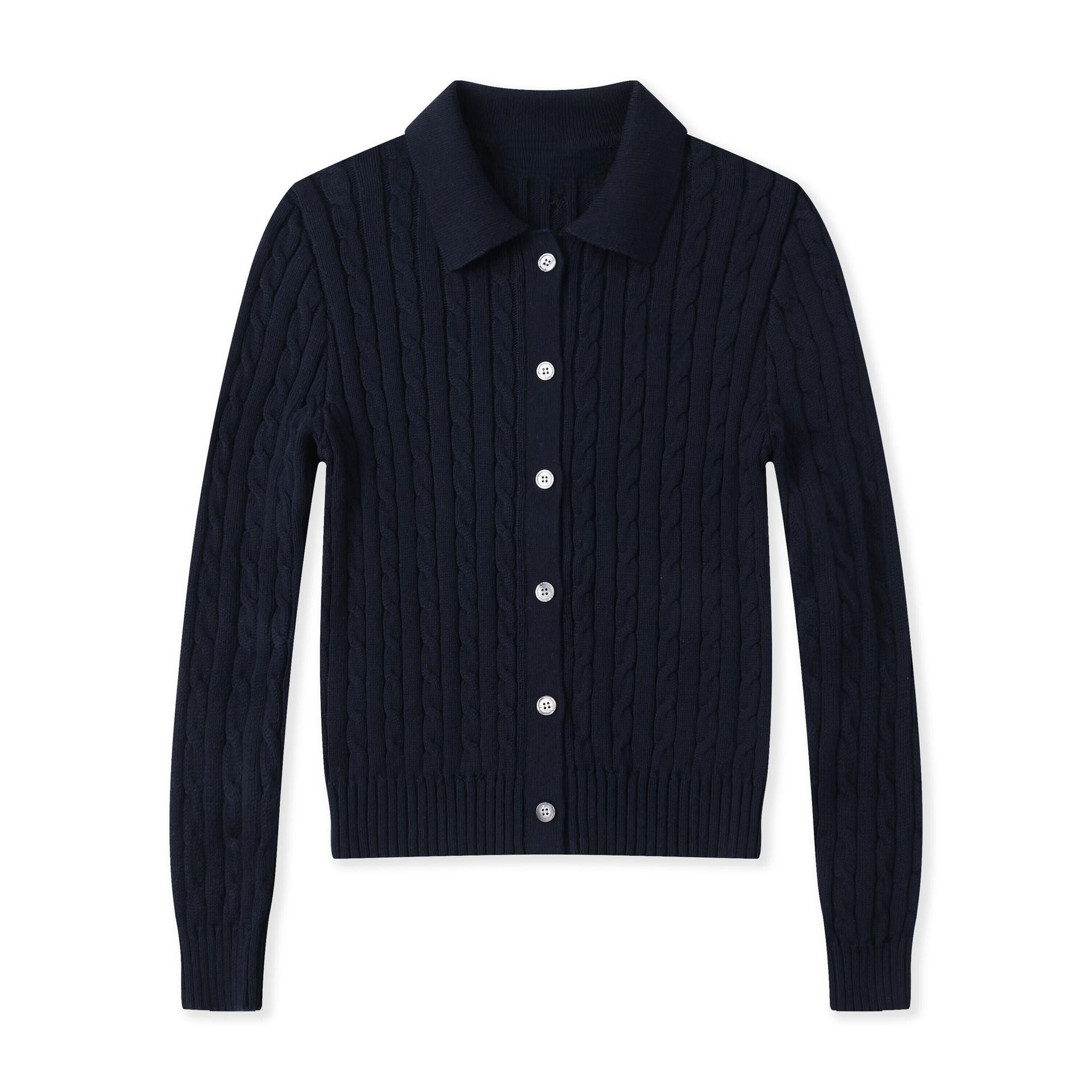 Women's New Sweater Cardigan Basic Classic Embroidered Polo Neck Slim Temperament Thin Coat