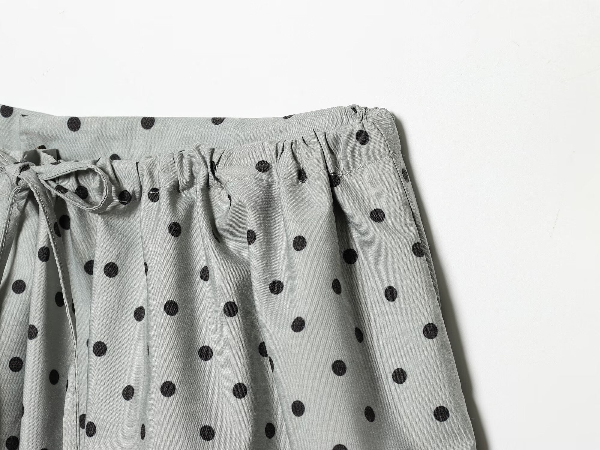 Women's bow decoration casual polka dot MIDI skirt