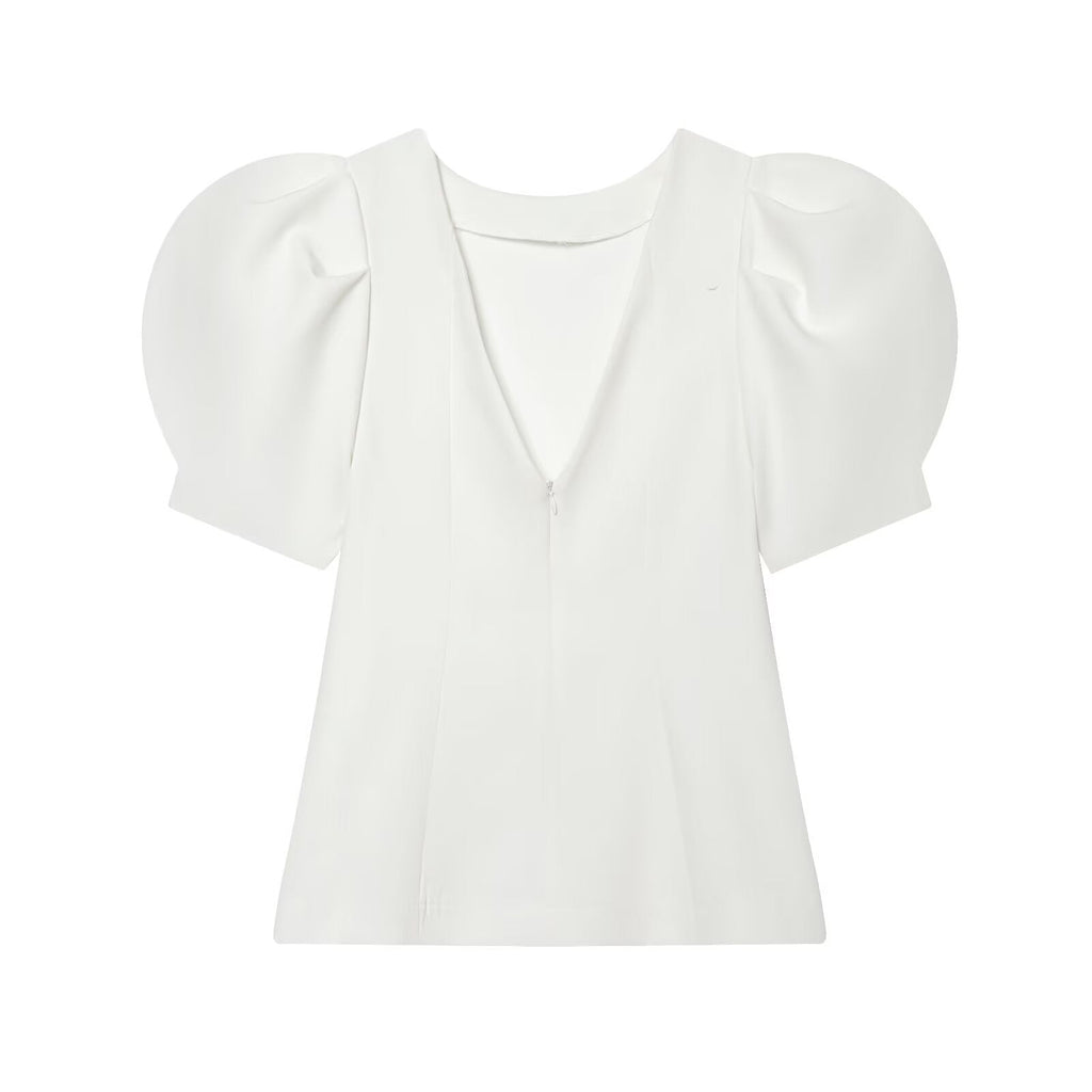 Women's bubble sleeve backless top