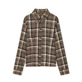 Women's new fashion slim single breasted plaid shirt