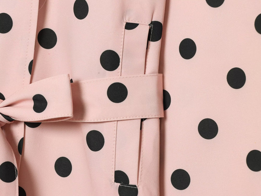 Women's standing collar polka dot windbreaker Coat