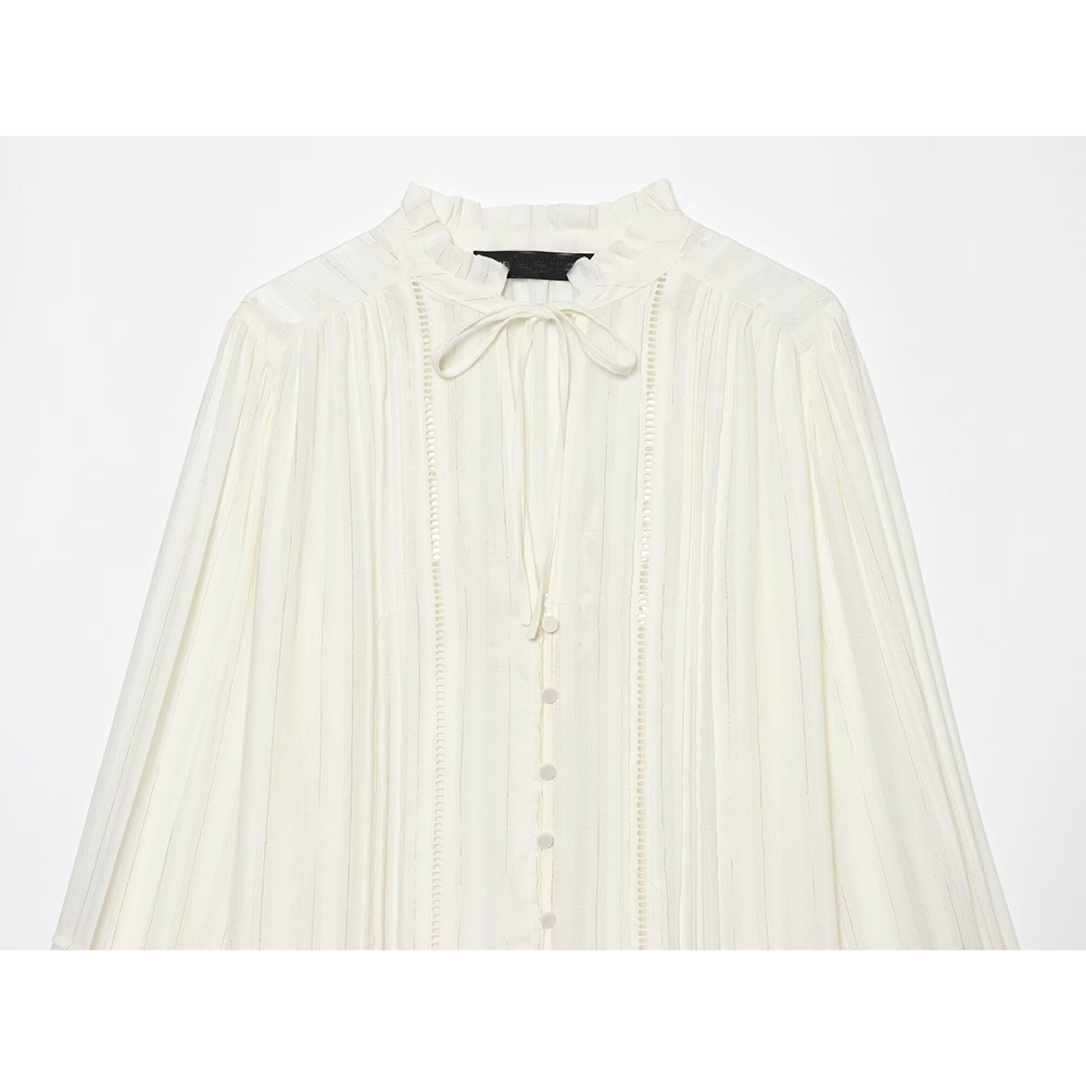 Women's vertical lace casual lace up shirt
