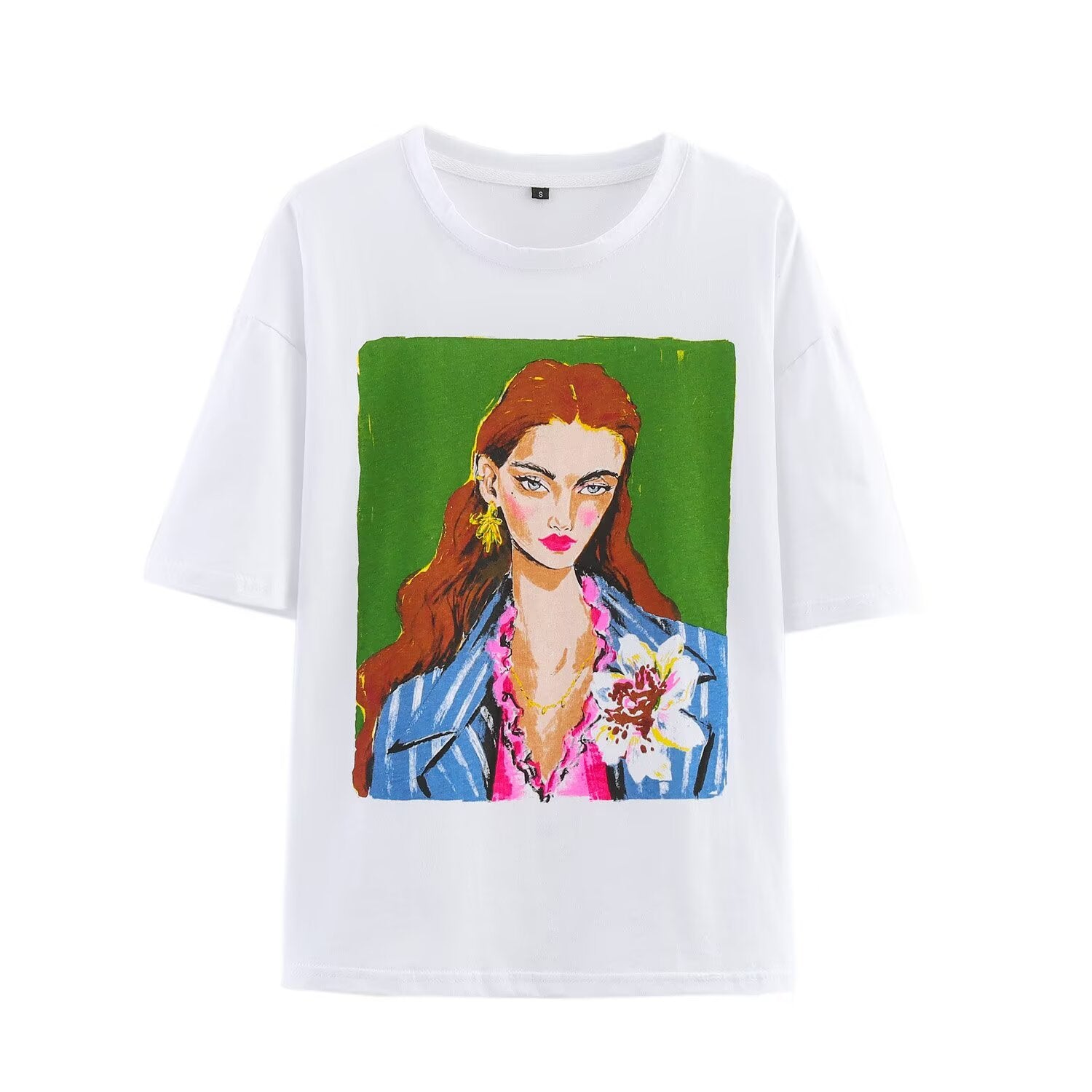 2026 multi-color printed letter T-shirt women short sleeved O-neck loose T-shirt