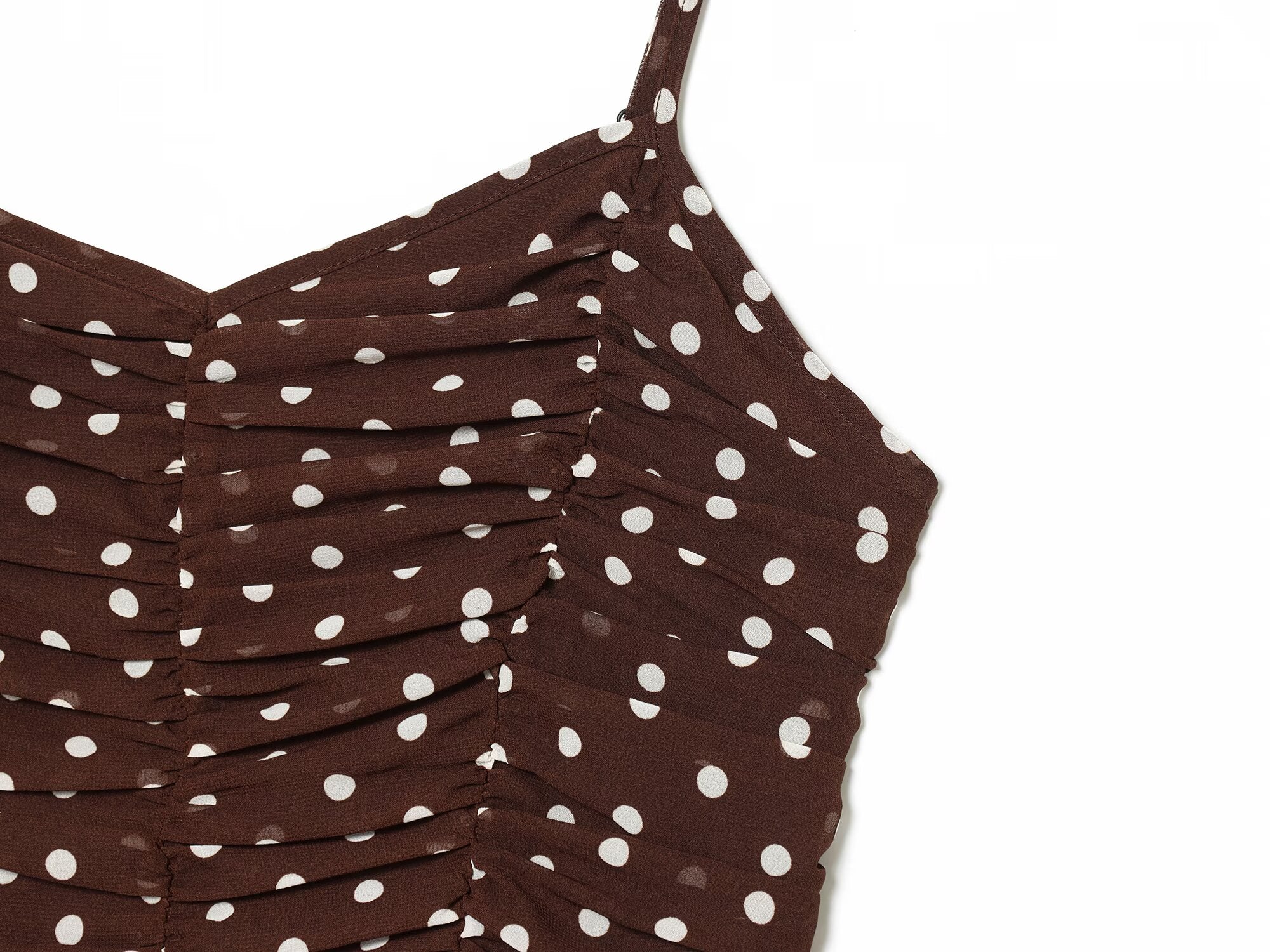Women's polka dot chiffon suspender MIDI dress
