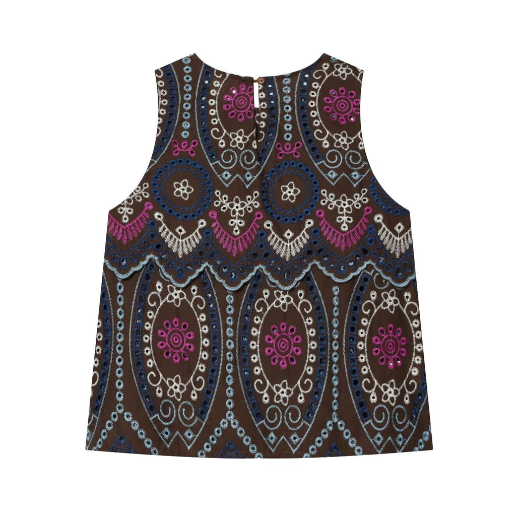 suit Women's 2 pieces hollowed out embroidered top+Skirts