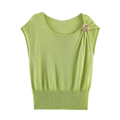 Women's knot decoration sleeveless knitted top