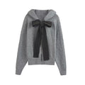 Women's new fashion bow decoration knitted hooded Coat