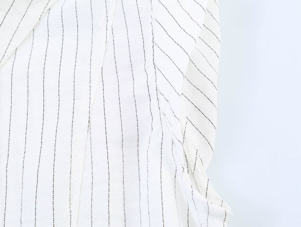 Women's linen blend sleeveless striped shirt