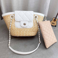 Women's new metal chain splicing design shoulder bag