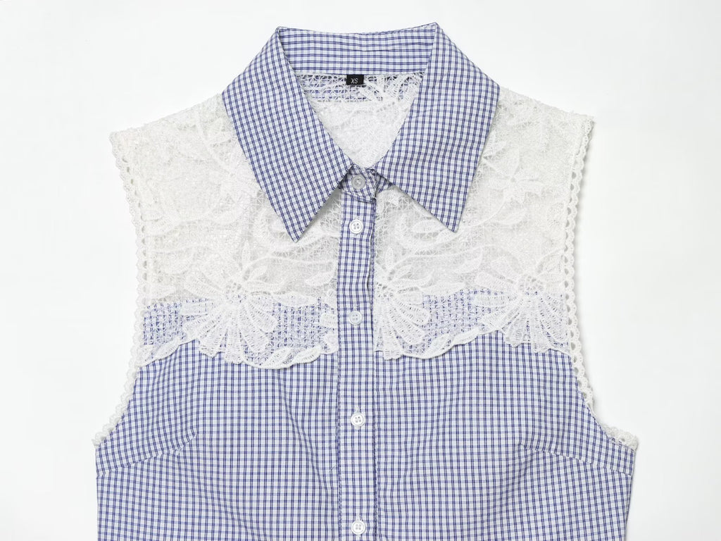 Women's casual plaid patchwork shirt
