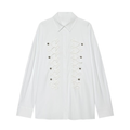 Women's rope knot buckle decoration poplin shirt