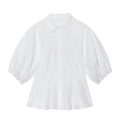 Women's skirt style hem bubble sleeve shirt