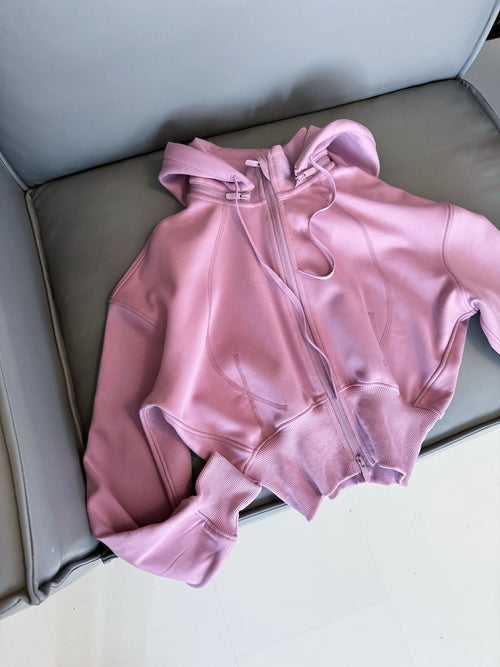 LU women's new casual versatile brushed full zip hooded sweatshirt