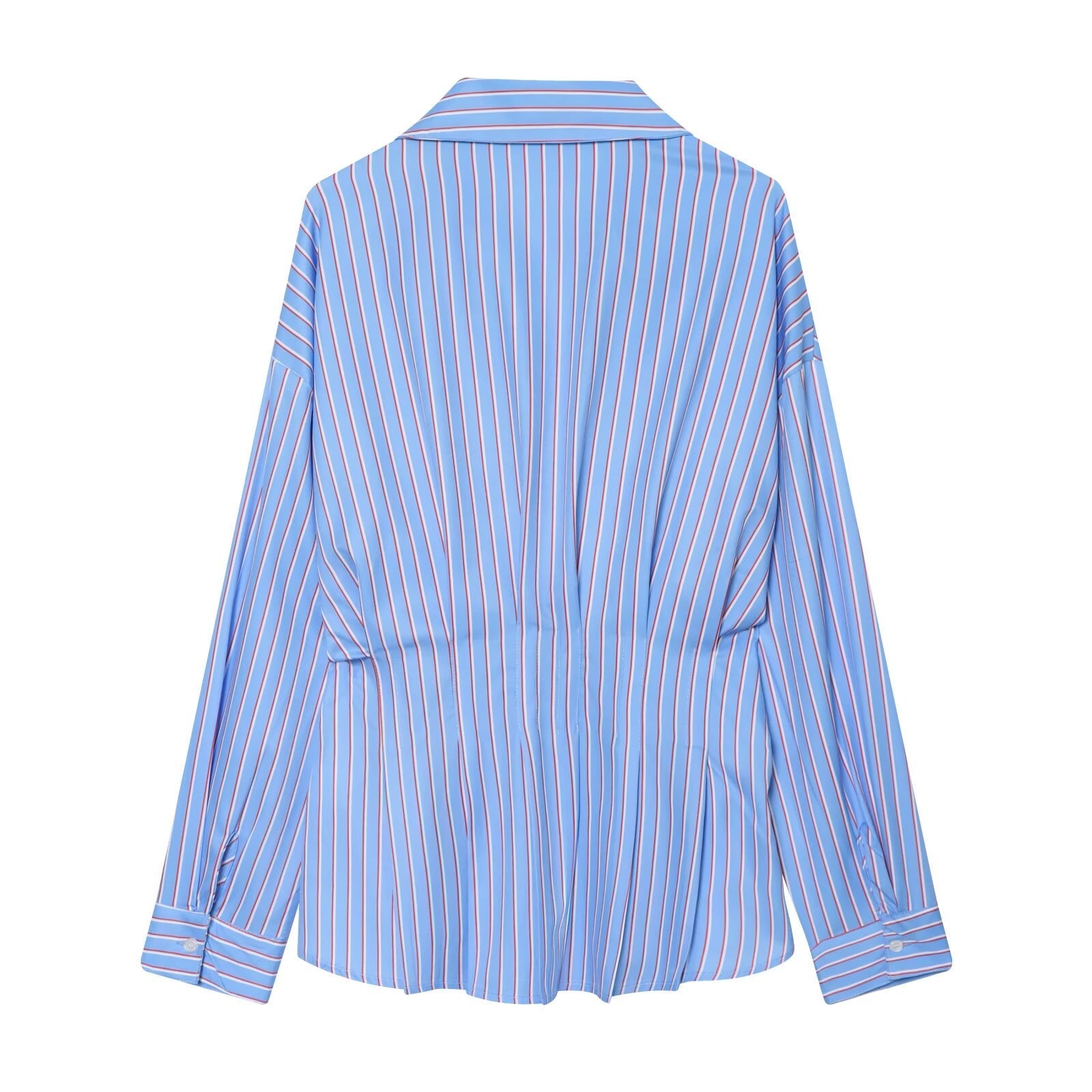 Women's pleated decorative casual poplin shirt
