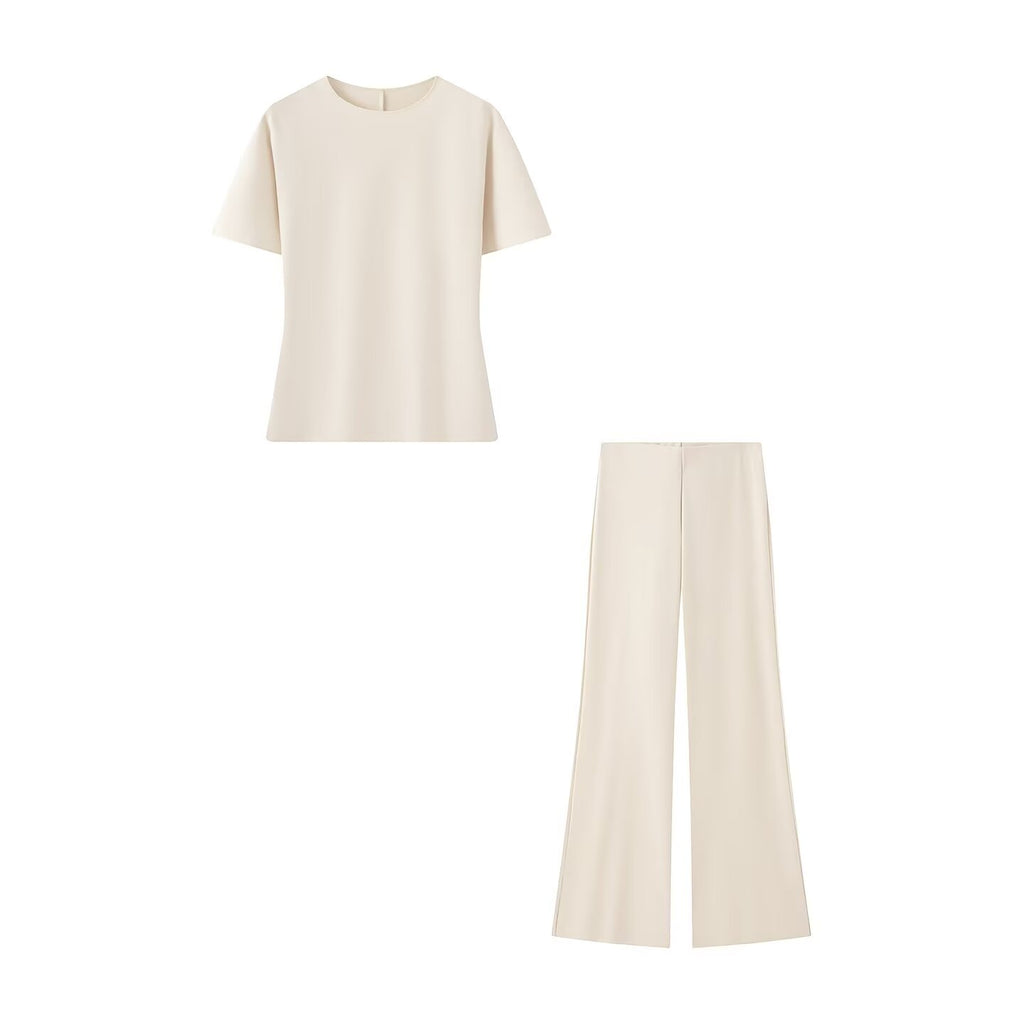 suit Women's 2 pieces backless design round neck top+Pants