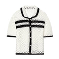 Women's POLO collar hollow knit Coat