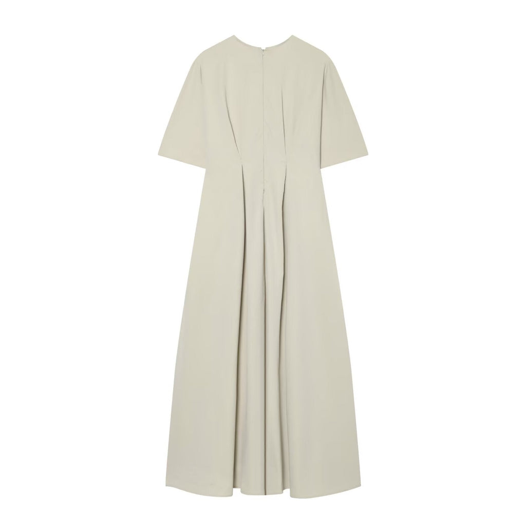 Women's pleated design poplin Midi dress