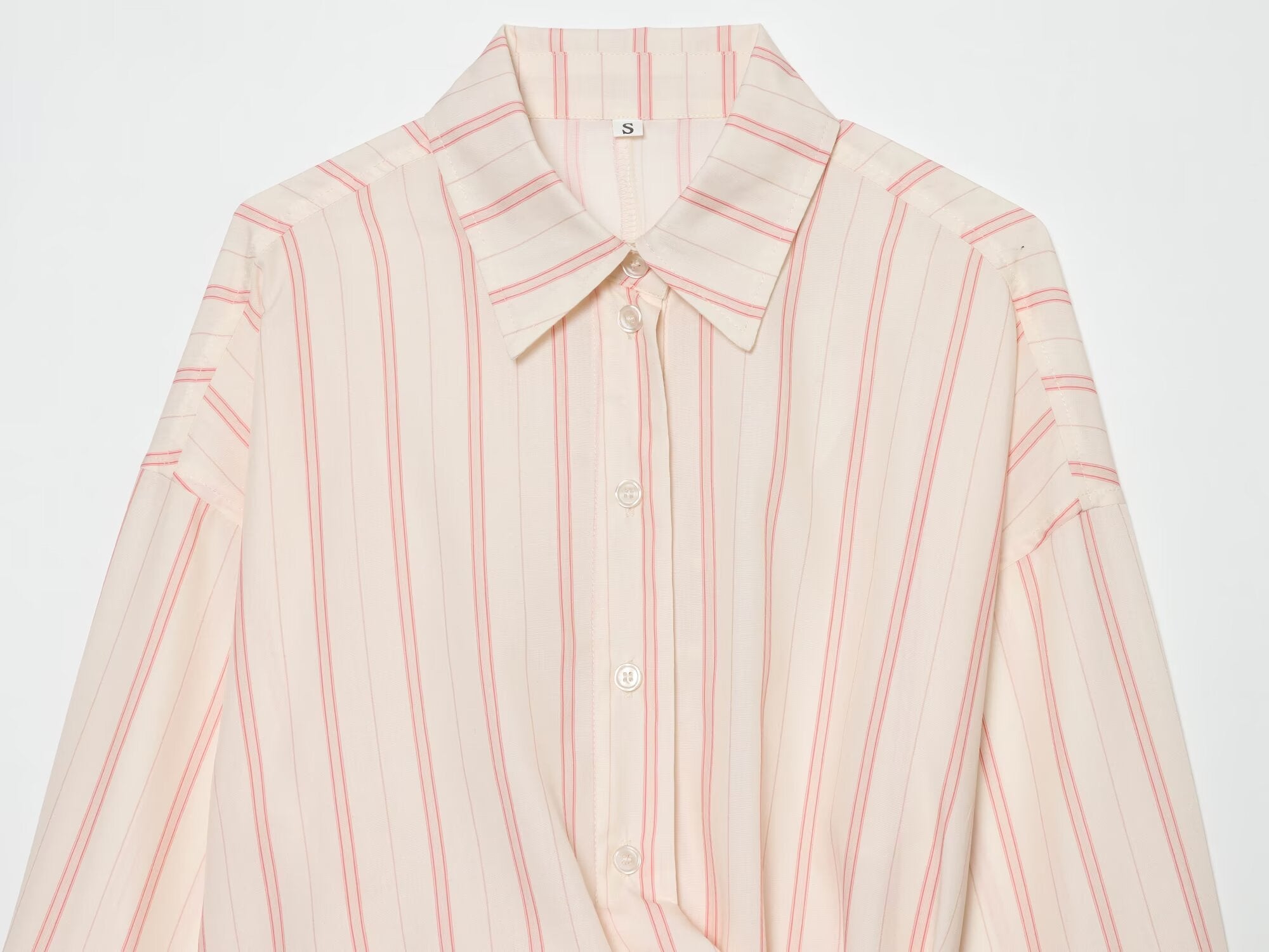 Women's lace up design loose striped shirt