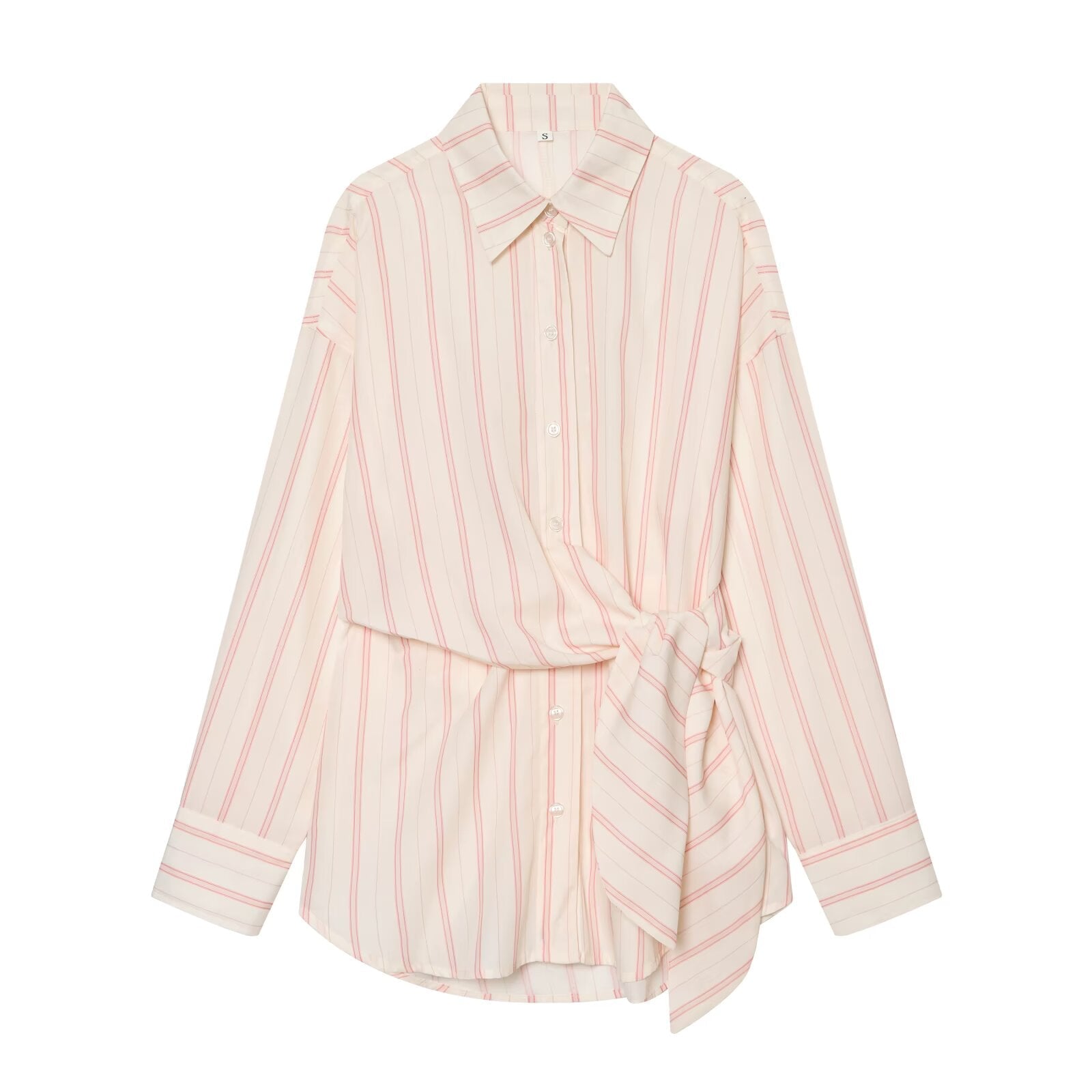 Women's lace up design loose striped shirt