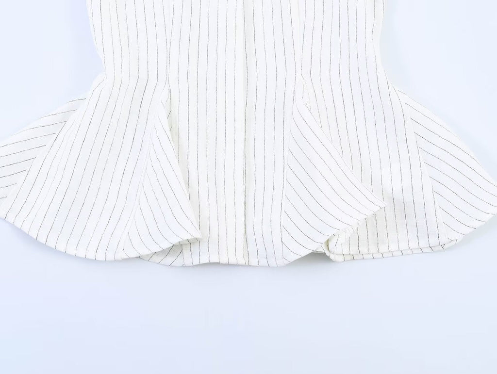Women's linen blend sleeveless striped shirt
