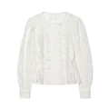 Women's lace O Neck double breasted Coat