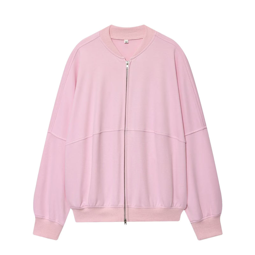 Women's new fashion loose zipper pilot jacket Coat+Pants suit