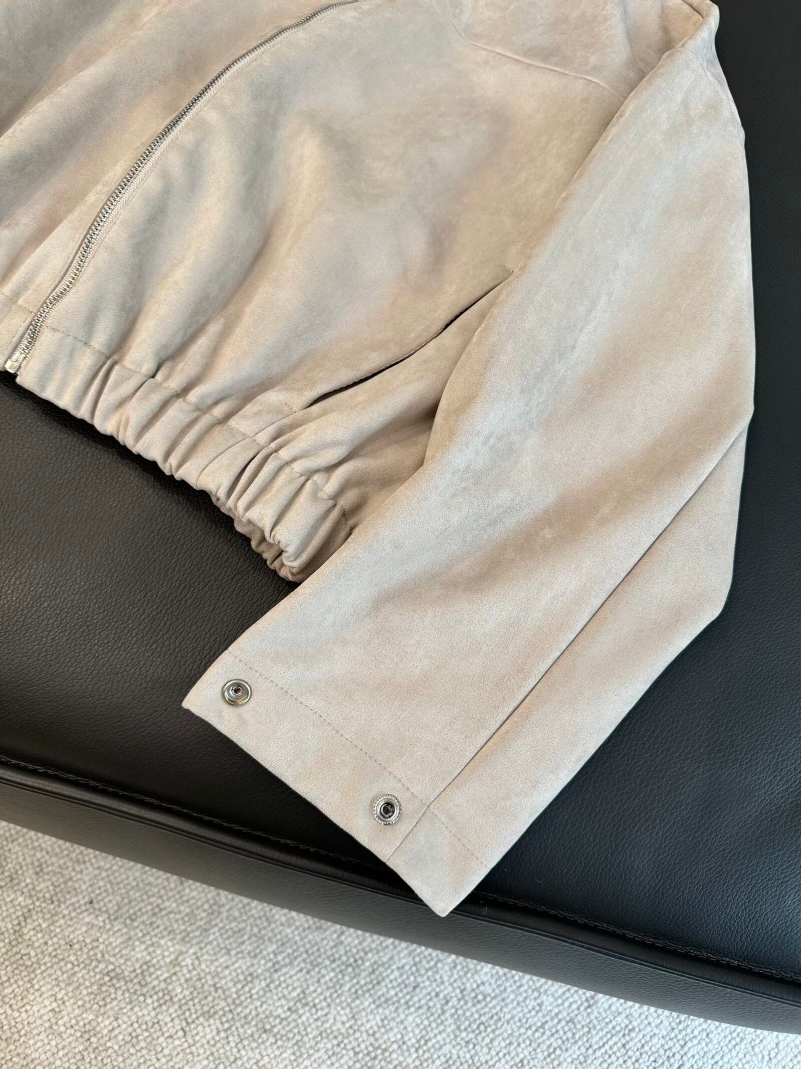 Women's new fashion anti suede effect O Neck zipper jacket Coat