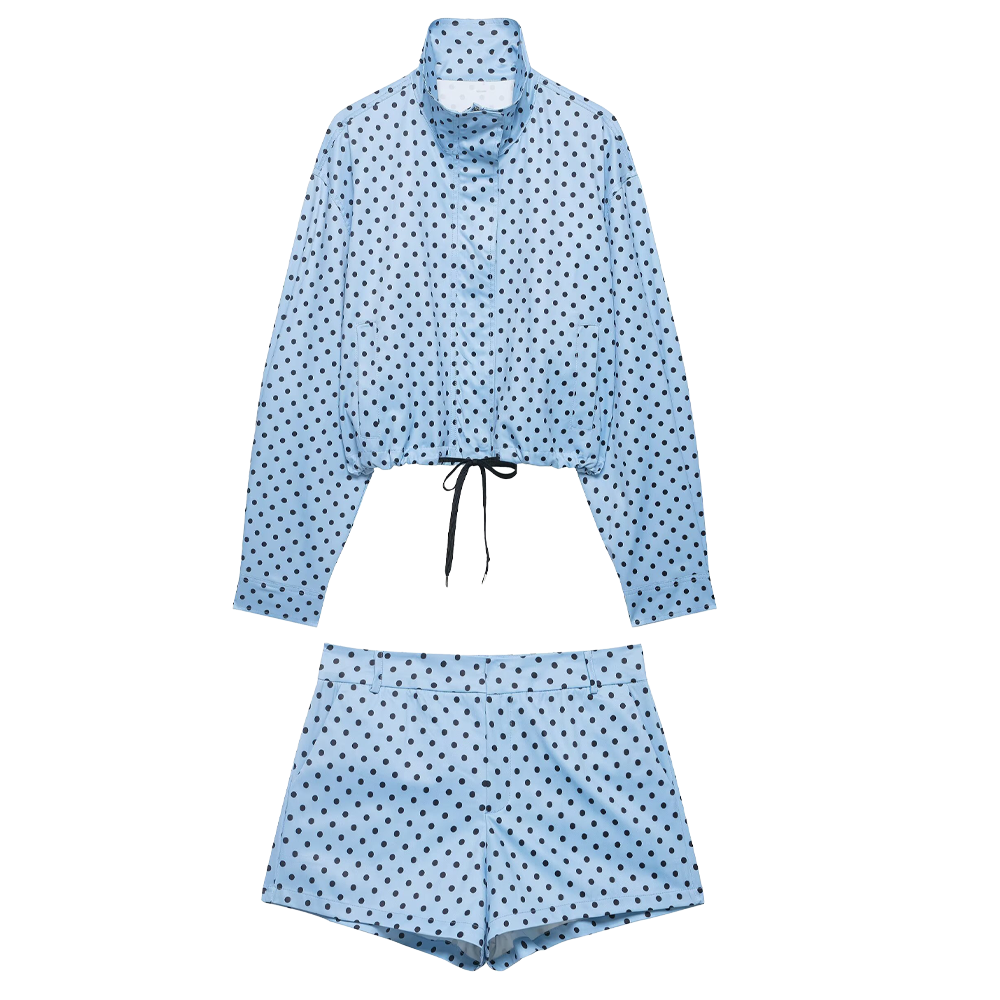 suit Women's 2 pieces polka dot chiffon Coat+shorts
