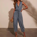 2026 women's summer new casual washed thin denim jumpsuit