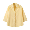 Women's 2025 new fashion loose linen blended button up shirt