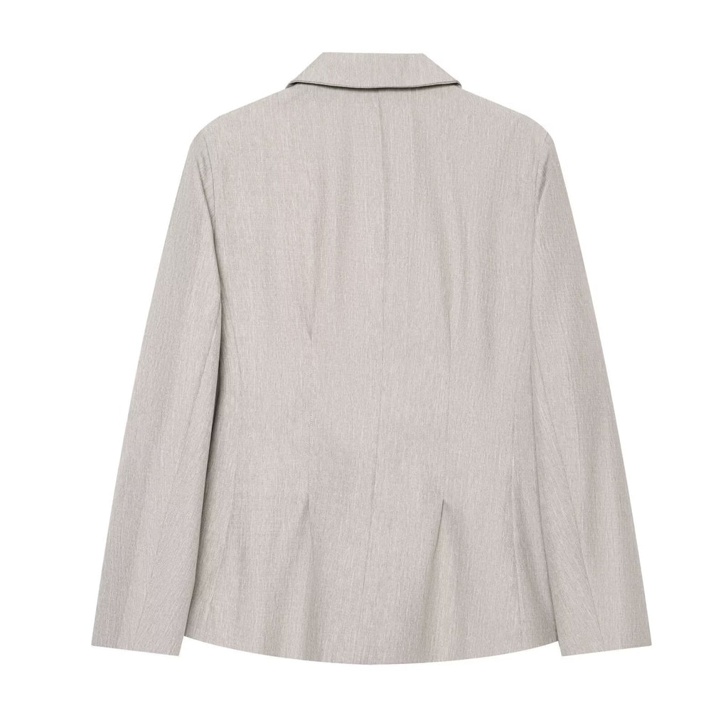 set woman 2 pieces casual linen blend pleated Blazer Coat +Pants
