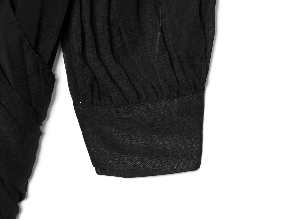 Women's long sleeved drape pleated mini dress