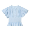 Women's bubble sleeve pleated decorative shirt