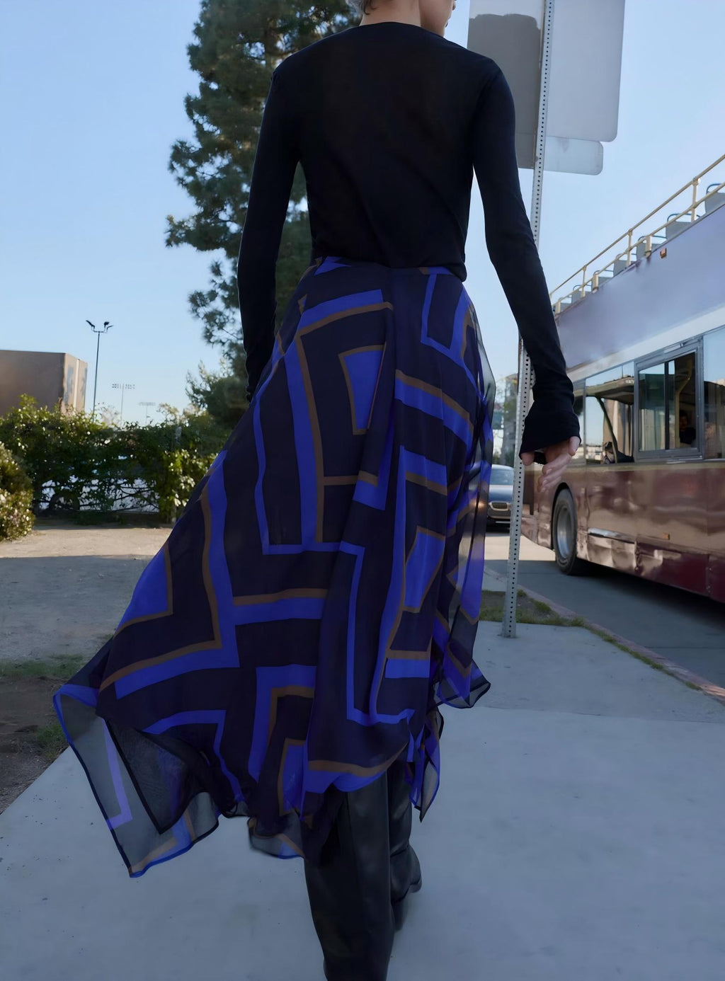2026 Women's printed asymmetrical MIDI skirt