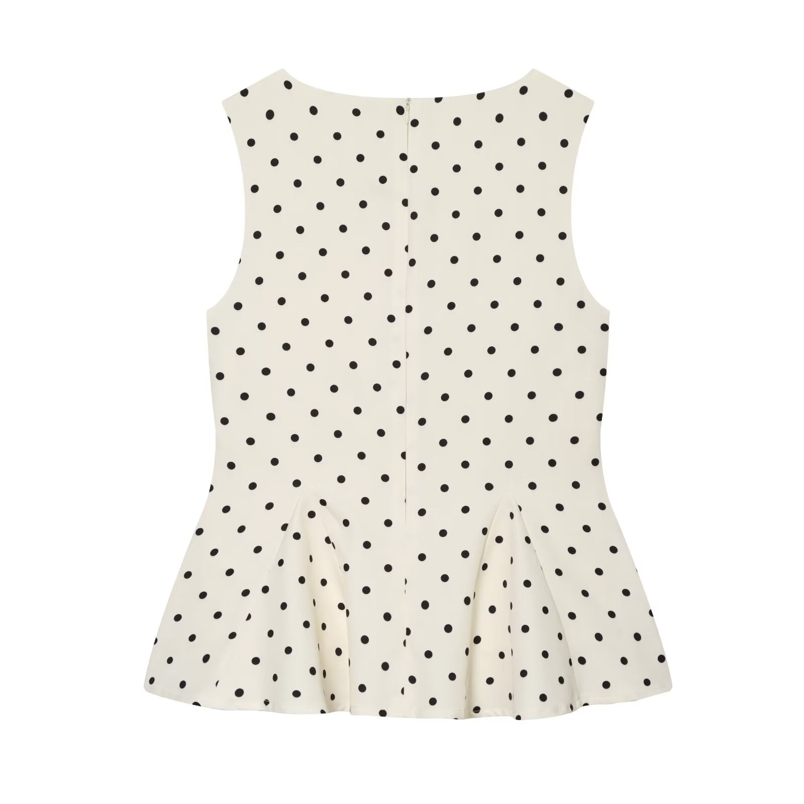 Women's ruffled hem polka dot sleeveless top
