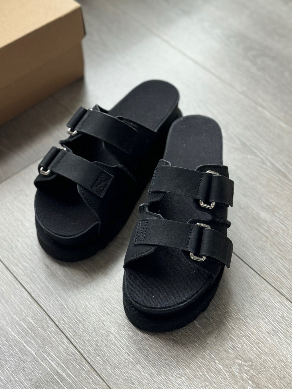 Women's New Fashion Joker Casual Hook and Loop Design Platform Sandals Slippers