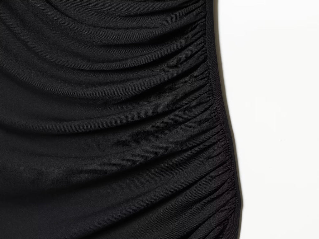 Women's pleated decorative elastic slim MIDI dress