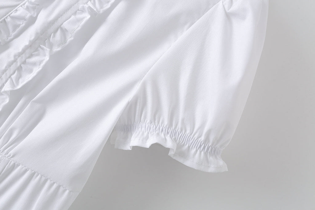 Women's slim cotton bubble sleeve poplin shirt