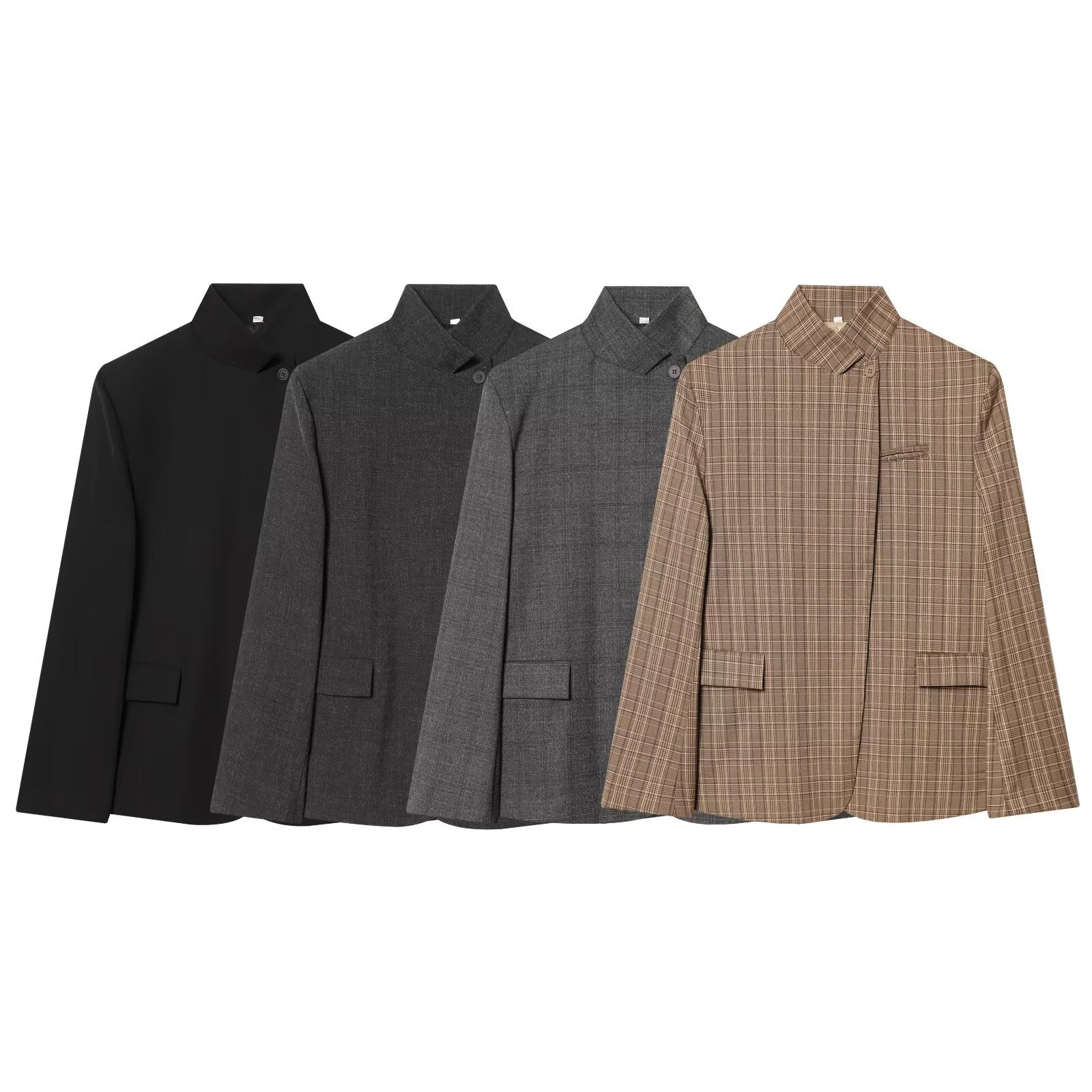 Women's casual stand collar wool blend Blazer Coat