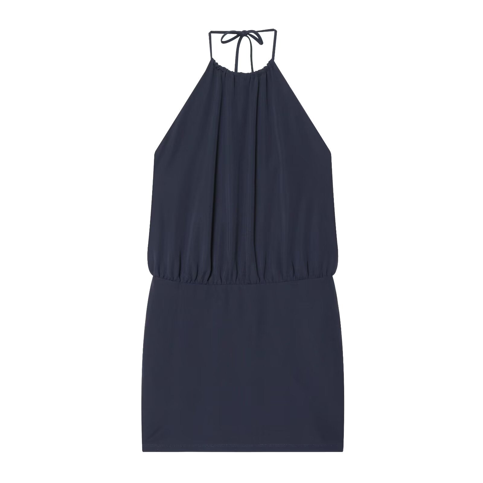Women's backless draped halter neck dress