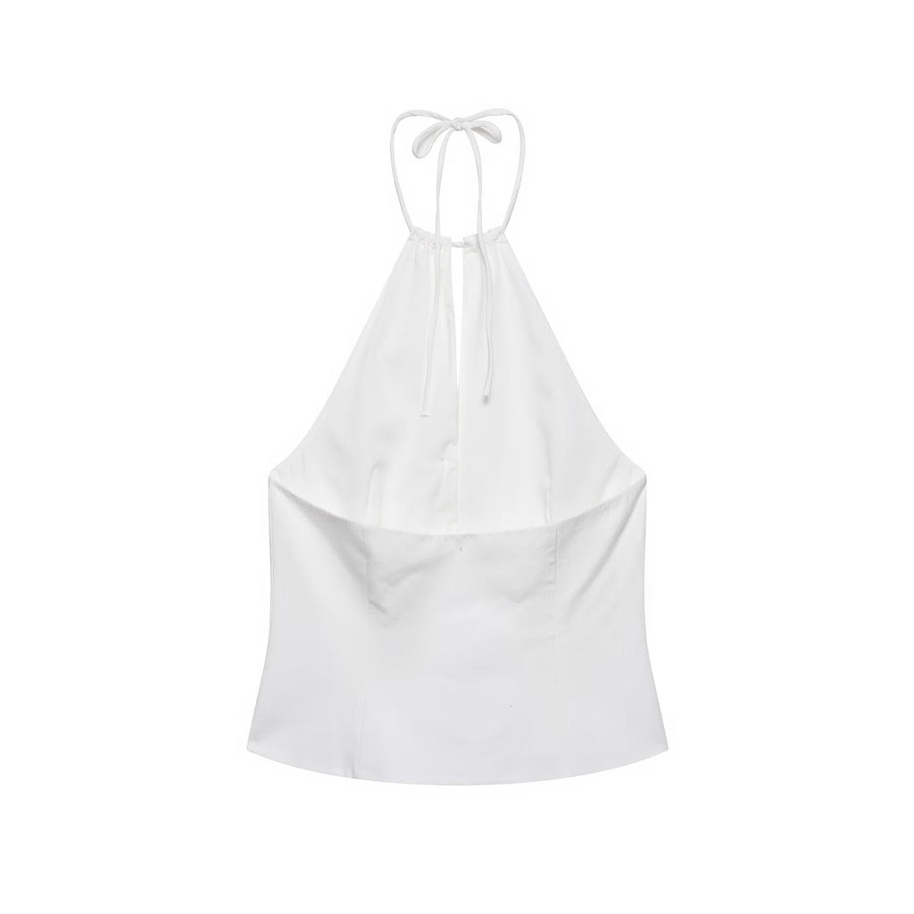 suit Women's 2 pieces buckle decoration hanging neck top+shorts