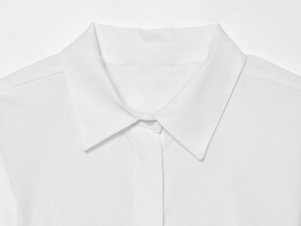 Women's skirt style hem bubble sleeve shirt
