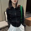 Women's Casual Hooded Jacket Slim Fit Zipper Cardigan