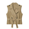 Women's casual double breasted sleeveless vest