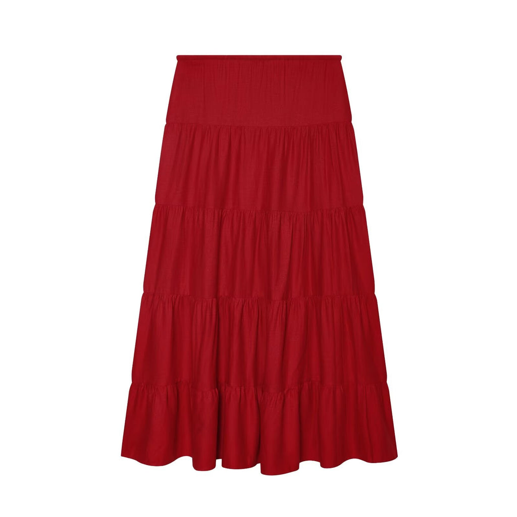 suit Women's 2 pieces linen blend pleated halter neck top+Skirts