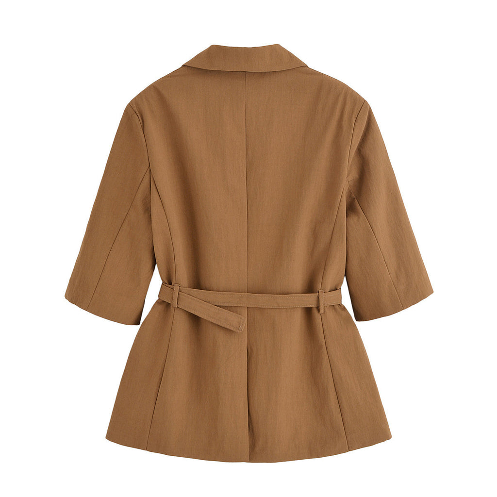 suit Women's 2 pieces five quarter sleeve lace up  Blazer Coat+shorts
