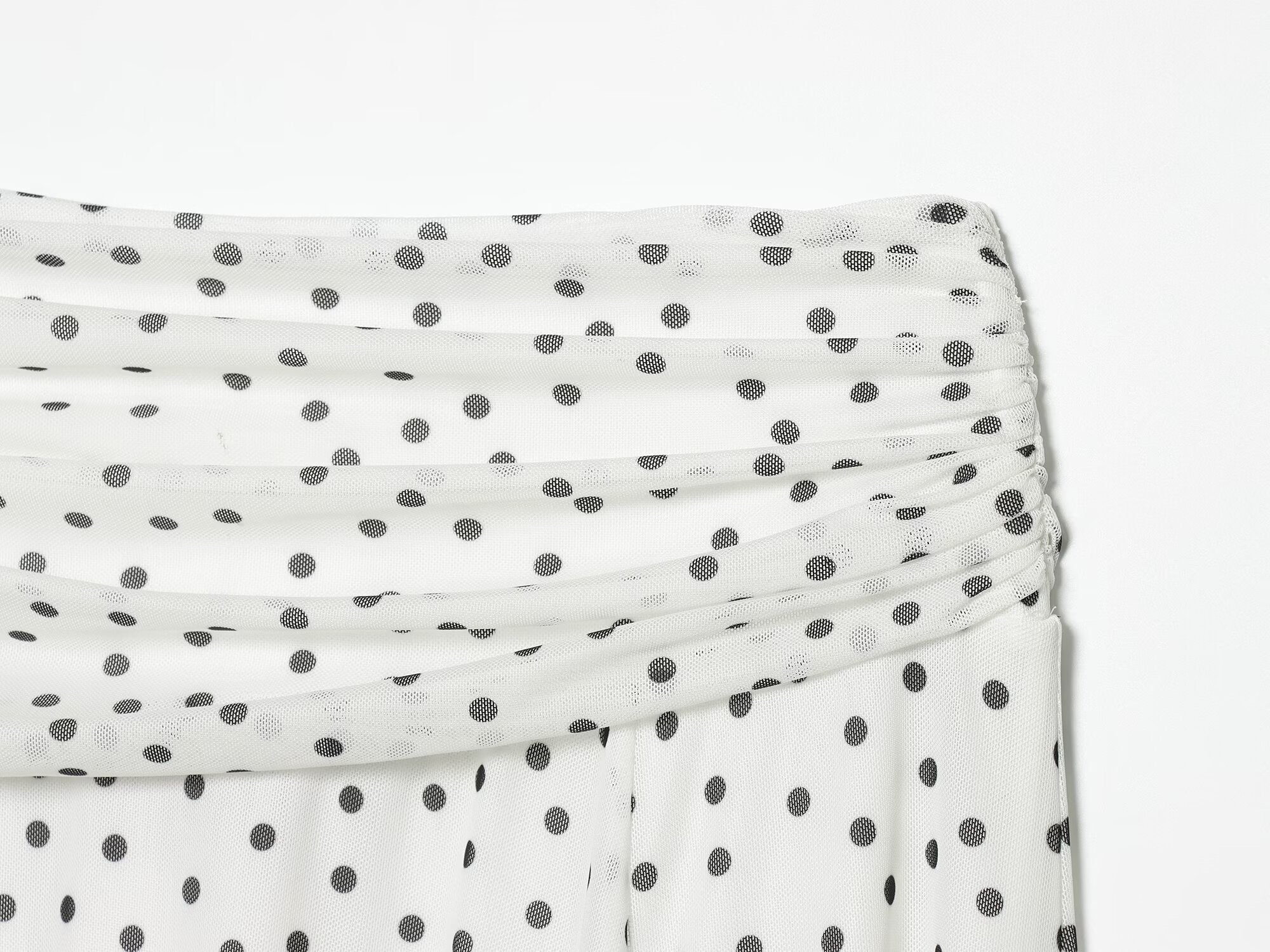 Women's pleated waist polka dot MIDI skirt