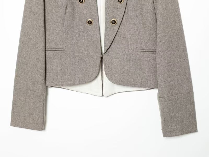 Women's flip button decoration slim Blazer Coat